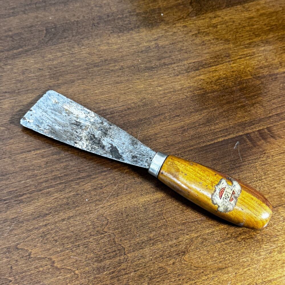 Vintage Artist's Putty Painting Knife Wood Handle Wide Blade Tool 7"